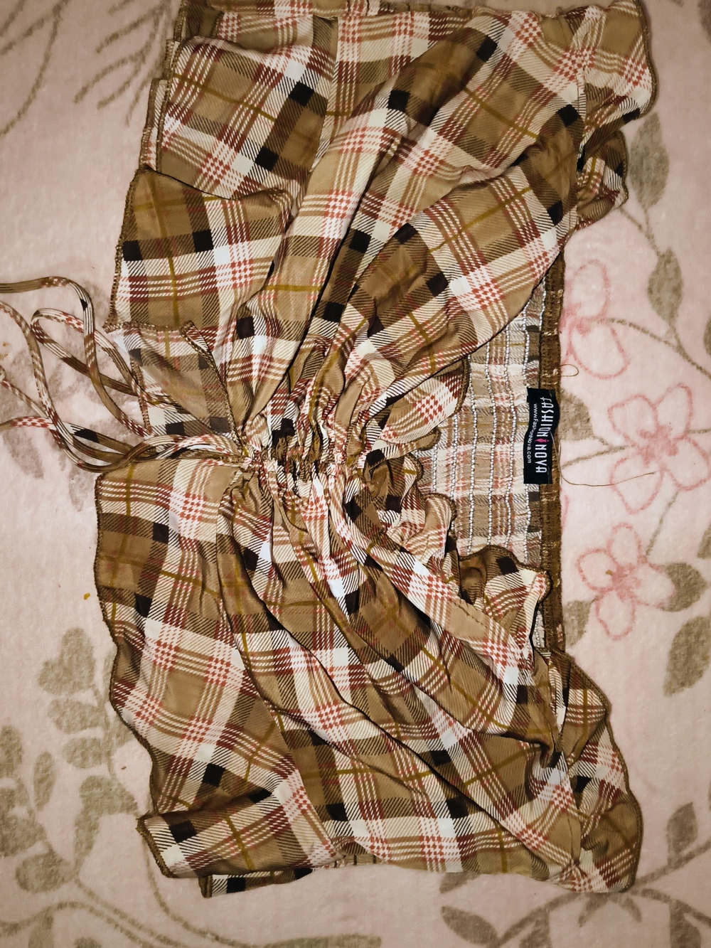 Fashion Nova Brown Plaid Crop Top